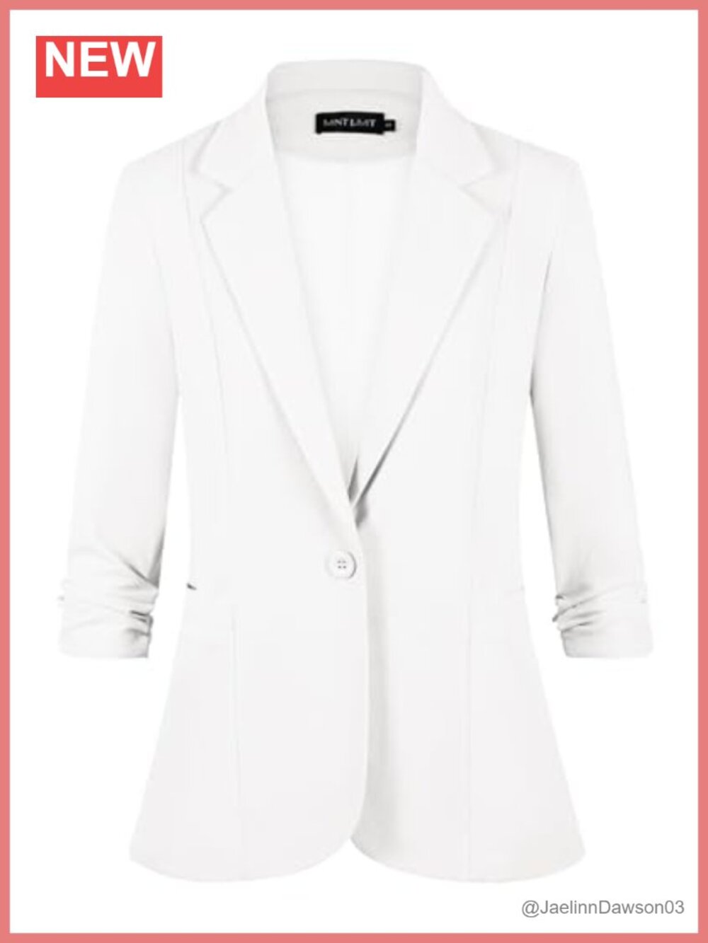 Women's 3/4 Sleeve Button Blazer Notch Lapel Business Casual Jacket